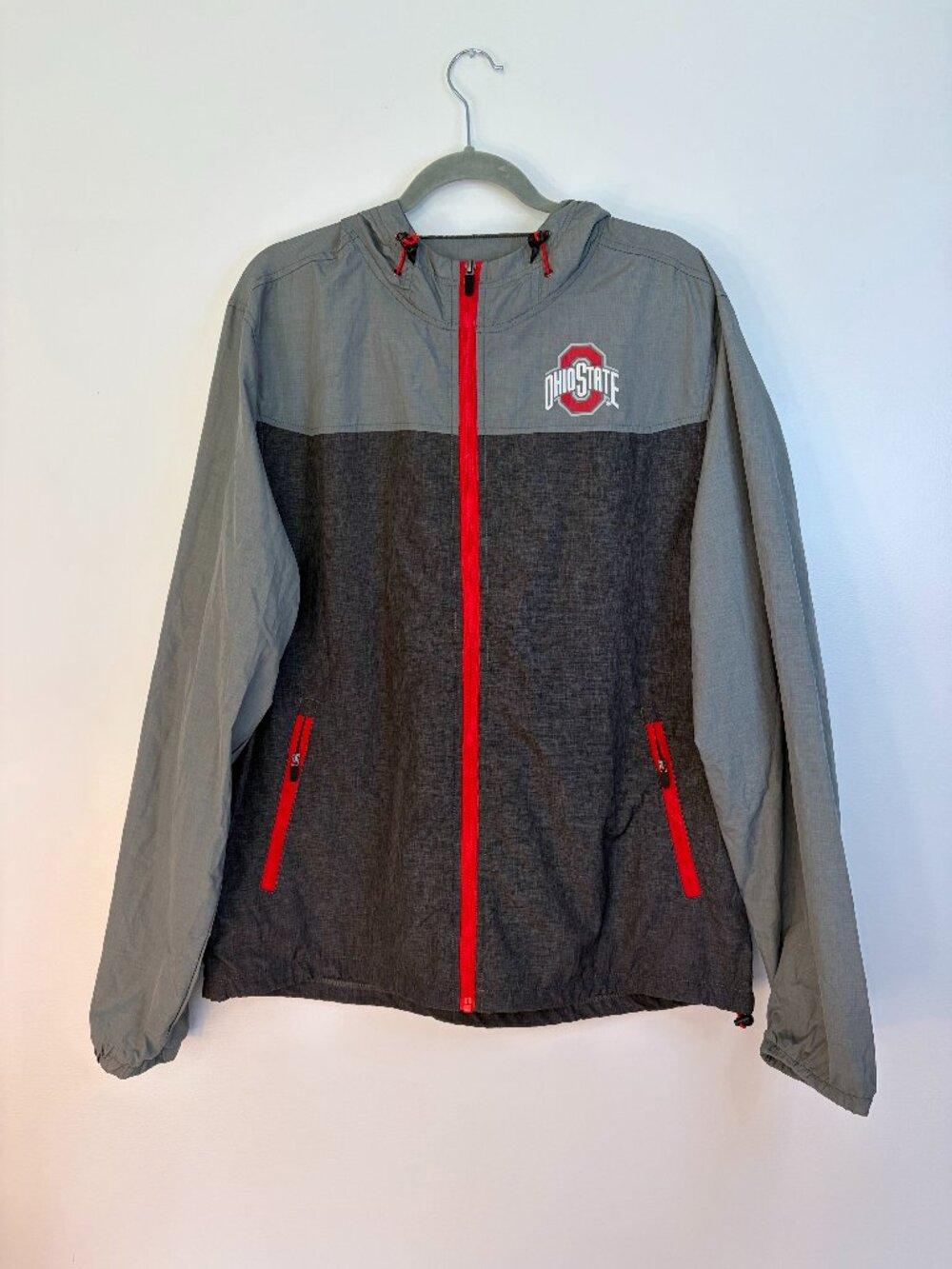 Scarlet & Gray Ohio State Gray Red Lightweight Zip Up Jacket